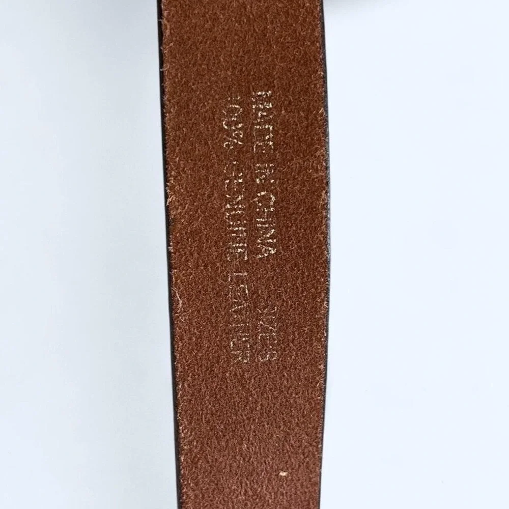 Brown skinny leather belt with silver buckle by Coach size XL
